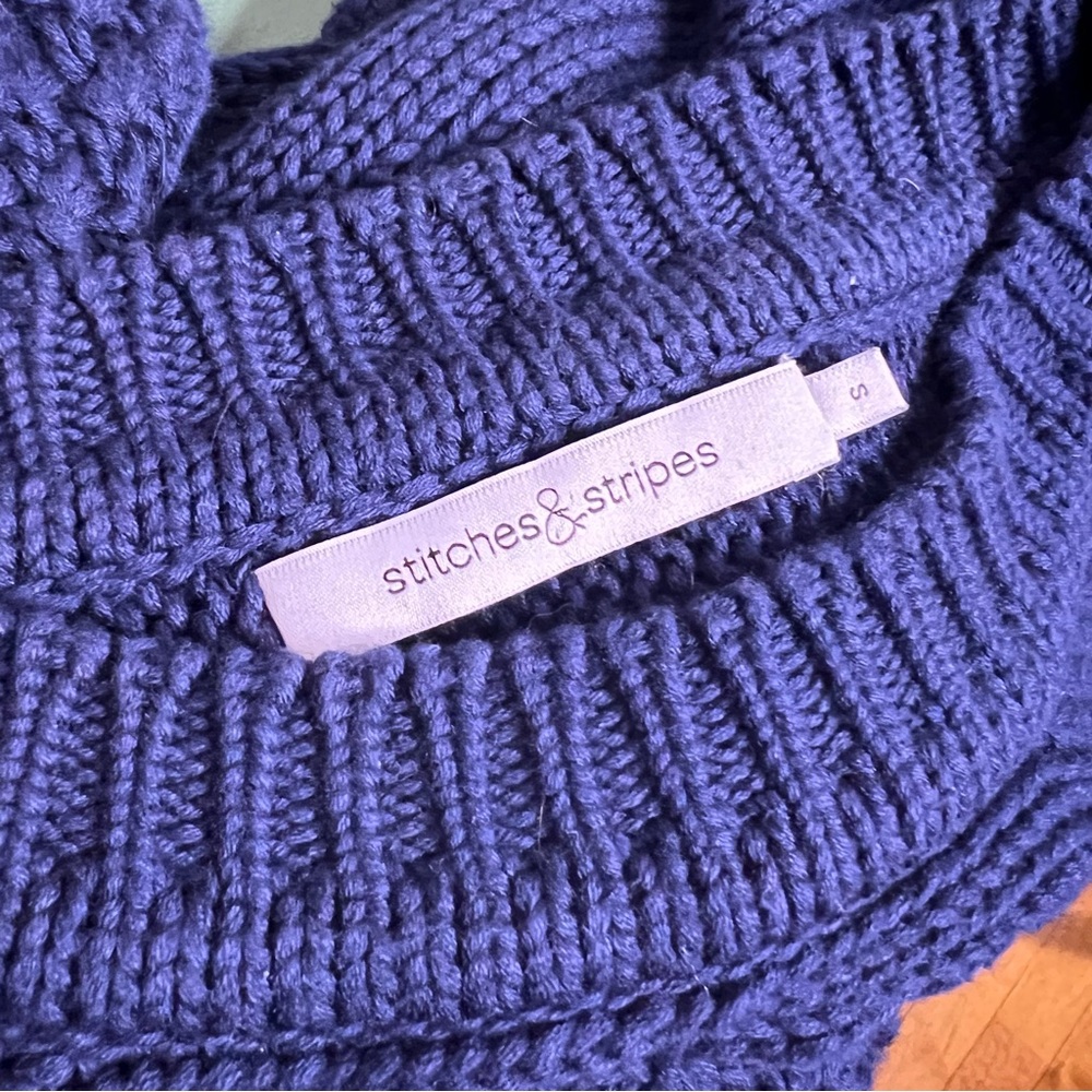 Stitches & Stripes Royal Blue Cable Knit Crewneck Sweater Small - Picture 4 of 6